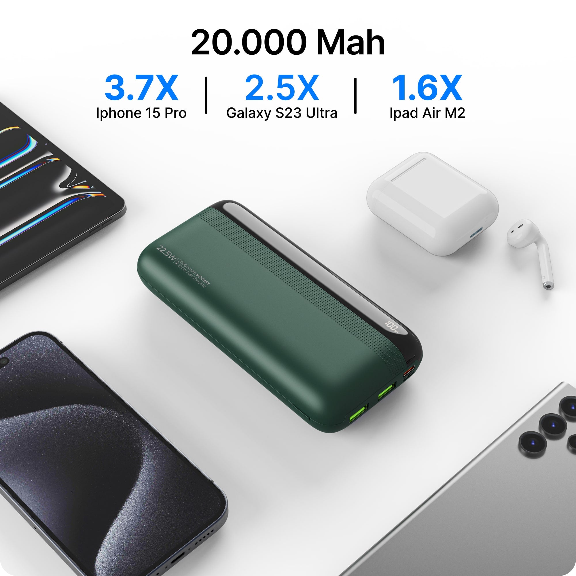 Voomy Charge P20 - Powerbank - 20.000 mAh 22.5W - Groen