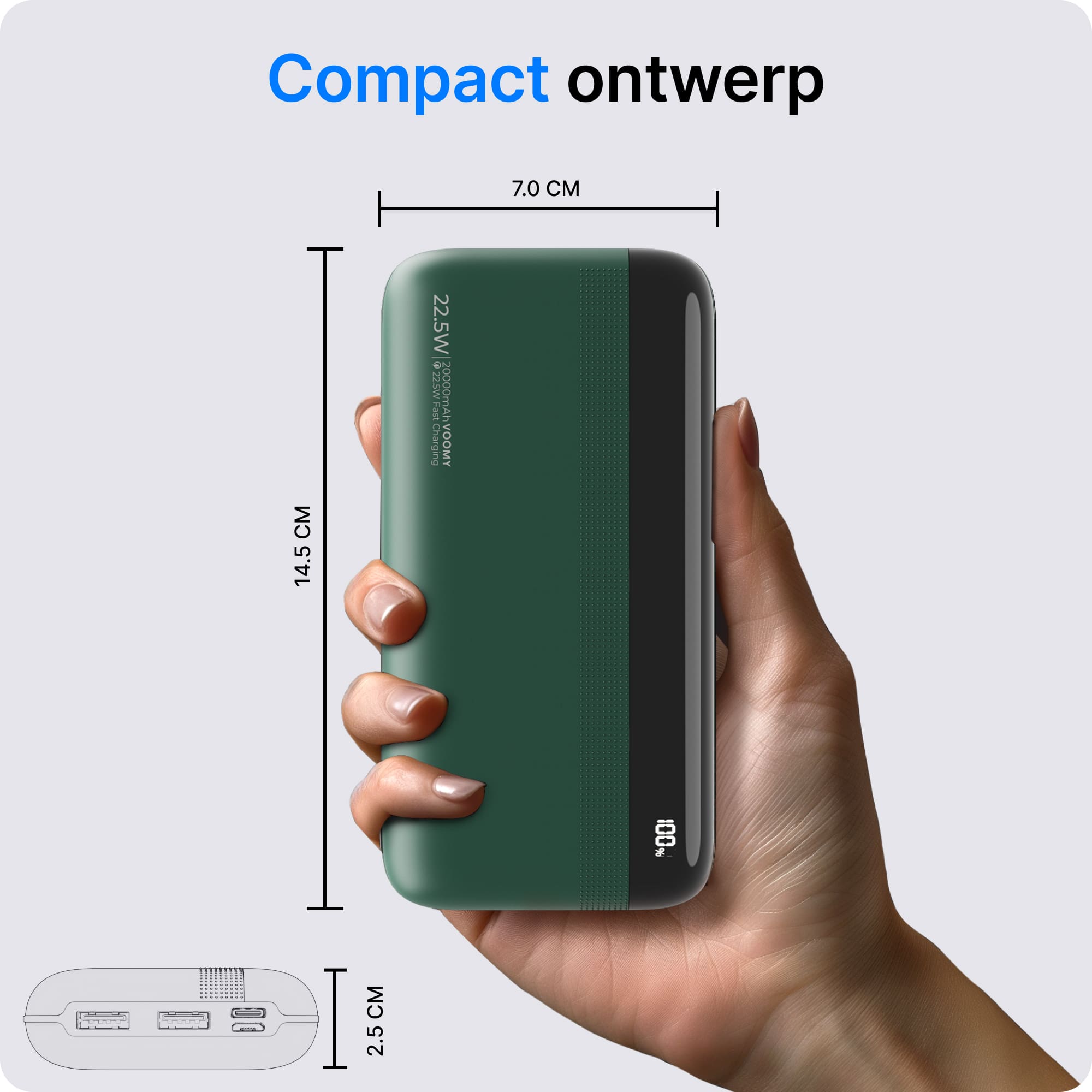 Voomy Charge P20 - Powerbank - 20.000 mAh 22.5W - Groen