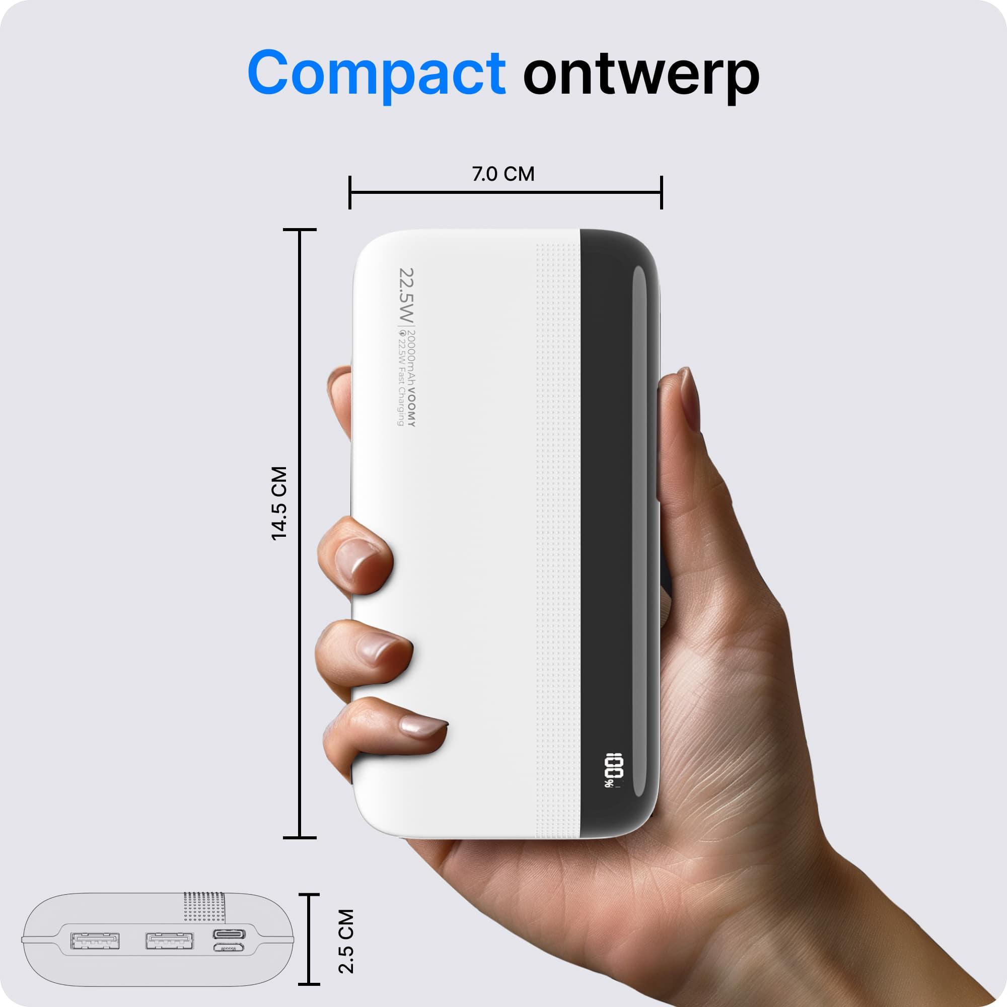 Voomy Charge P20 - Powerbank - 20.000 mAh 22.5W - Wit