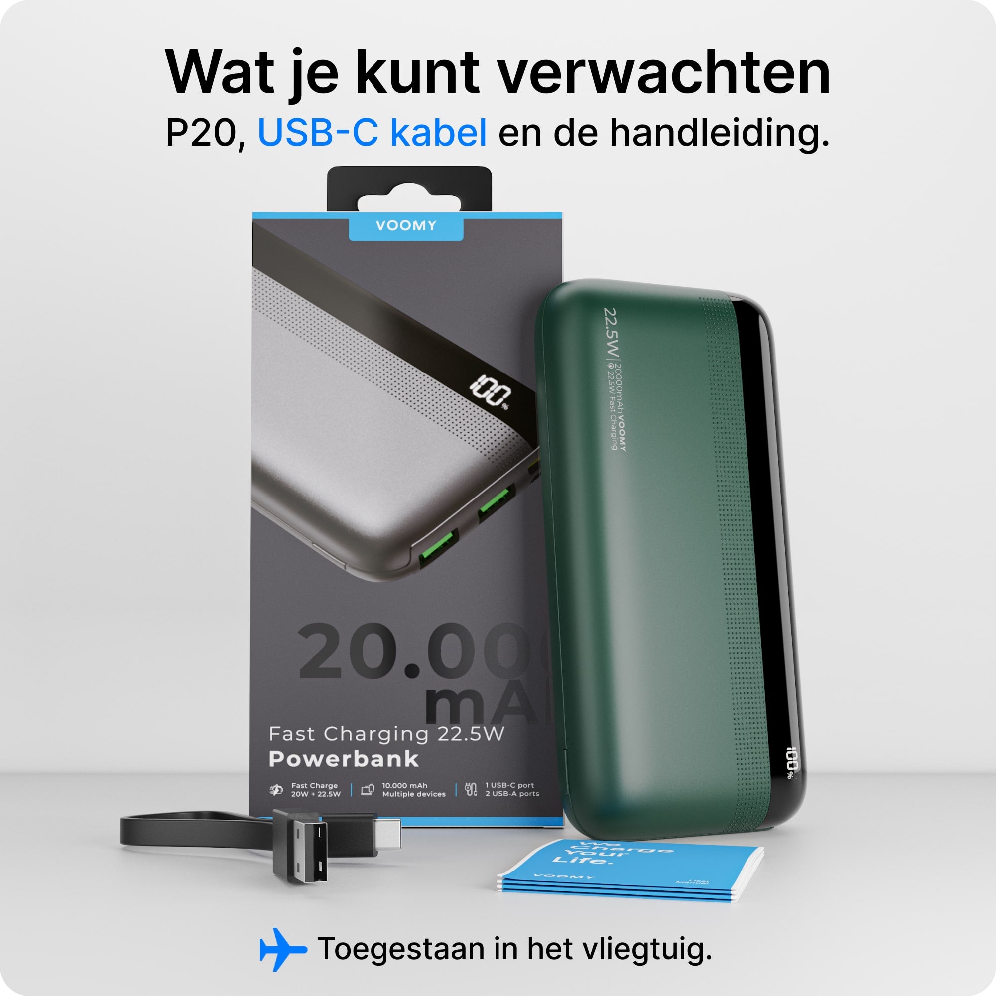 Voomy Charge P20 - Powerbank - 20.000 mAh 22.5W - Groen