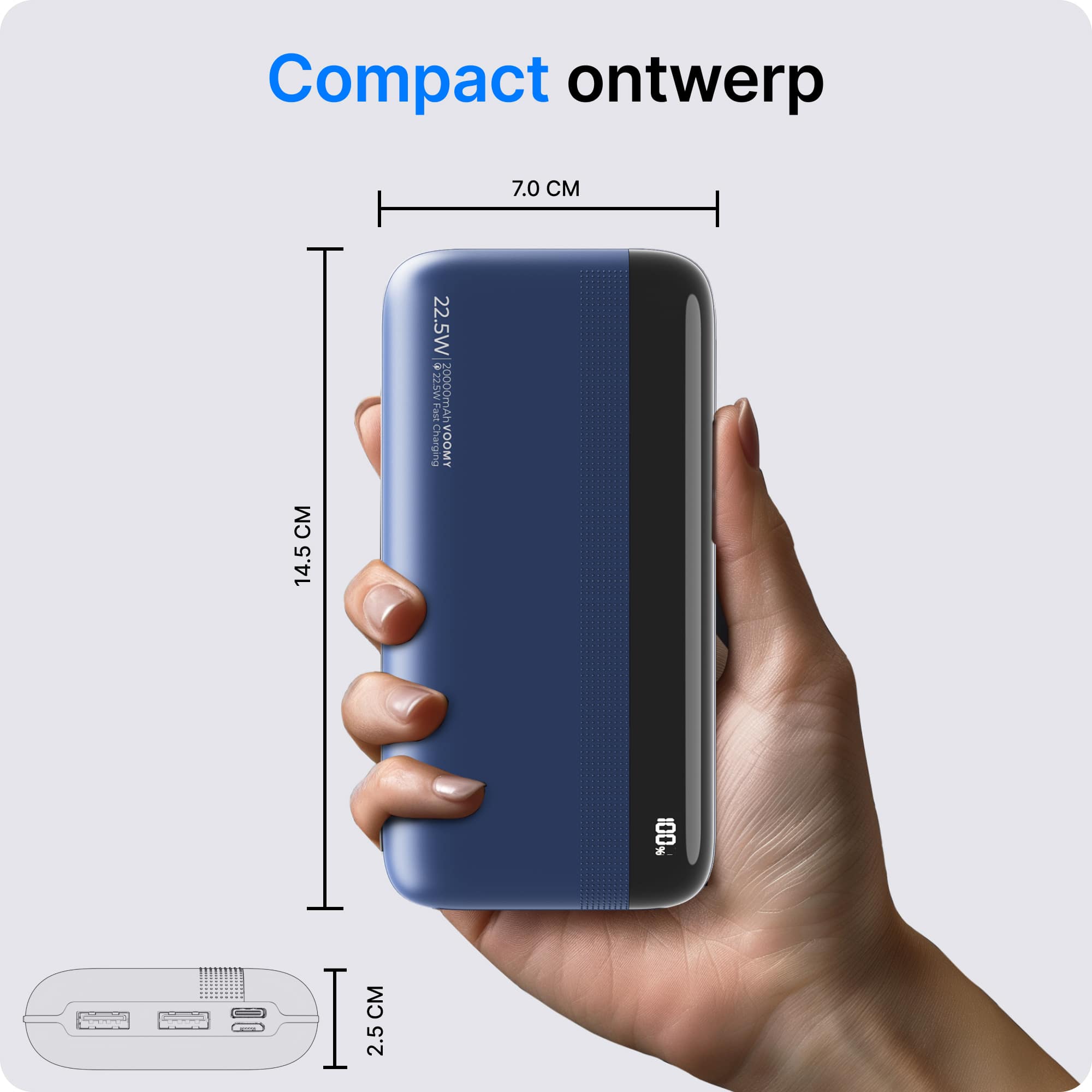 Voomy Charge P20 - Powerbank - 20.000 mAh 22.5W - Blauw