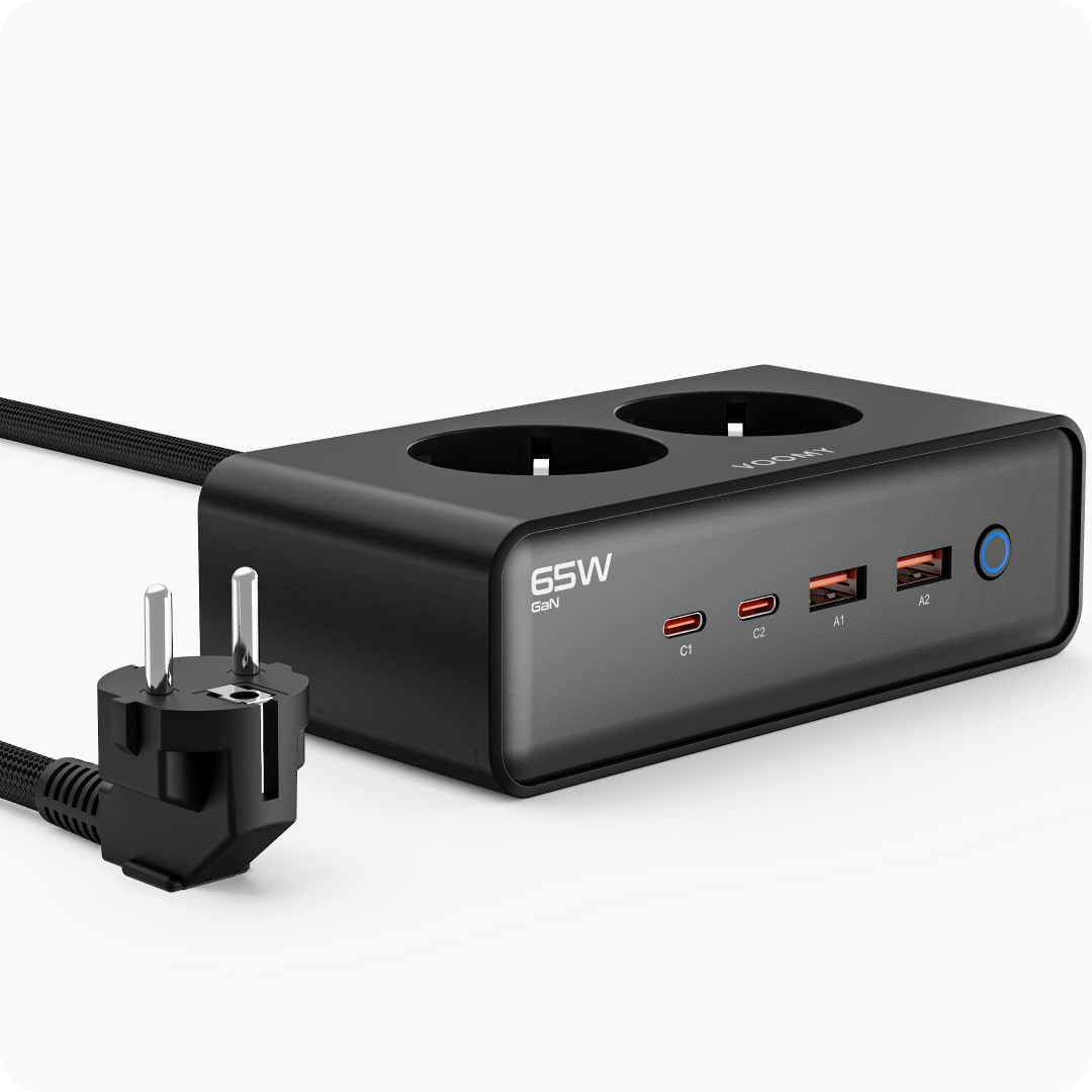 Voomy Power S20 - 65W Stekkerdoos 2 USB-C, 2 USB-A & 2 EU 4000W