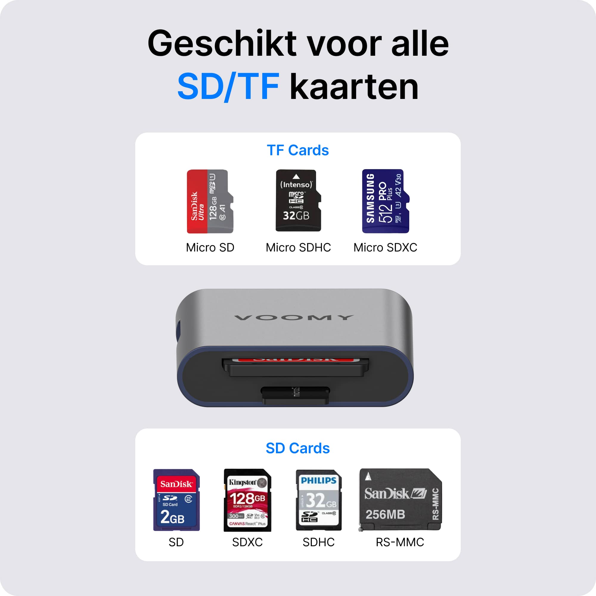 Voomy Connect H10 - 3 in 1 SD kaartlezer - Space Grey