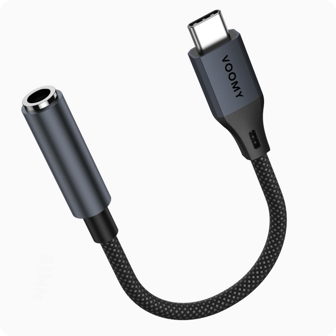 Voomy Connect C102 – USB-C naar (Female) Aux Adapter – Space Grey