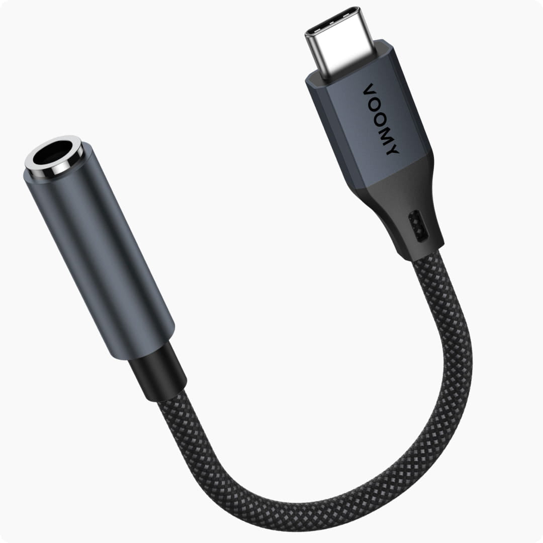 Voomy Connect C102 - USB-C naar (Female) Aux Adapter – Space Grey