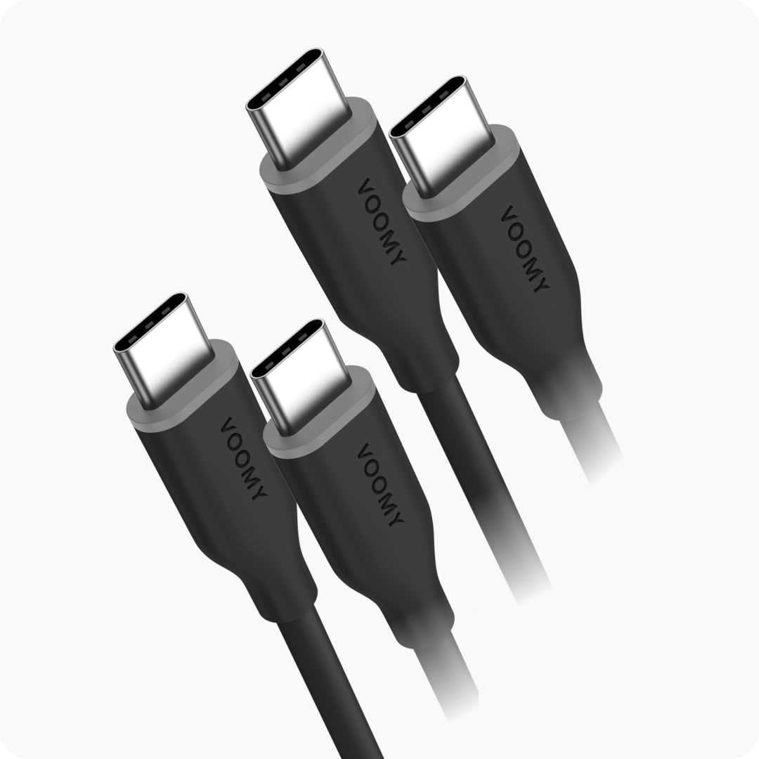 Voomy Connect C610 - 60W USB-C Kabel 1M – Zwart – 2 Stuks