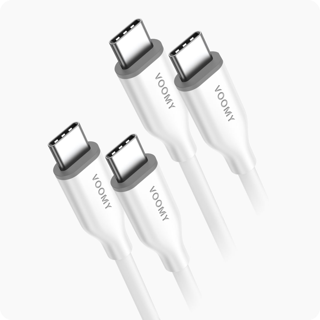 Voomy Connect C610 – 60W USB-C Kabel 1M – Wit – 2 Stuks