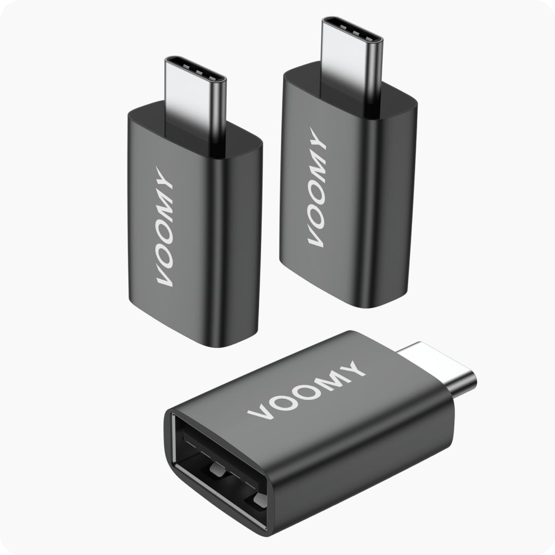 Voomy Connect H101 - USB-A naar USB-C Adapter – 3 stuks – Space Grey