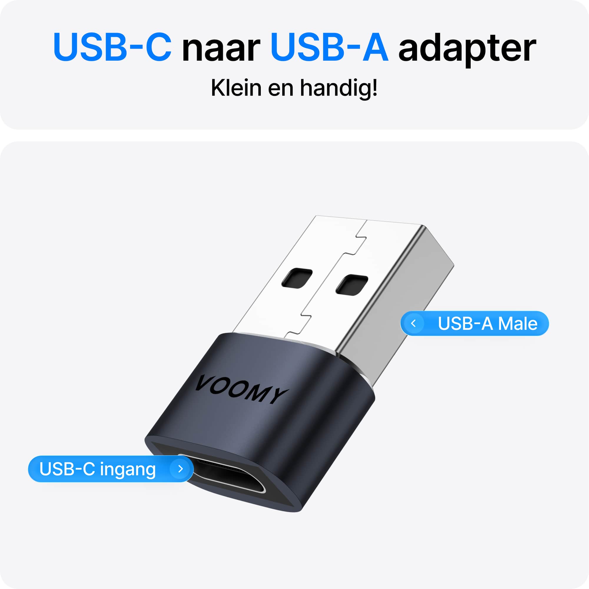 Voomy Connect H102 - USB-C naar USB-A Adapter – 4 stuks – Space Grey