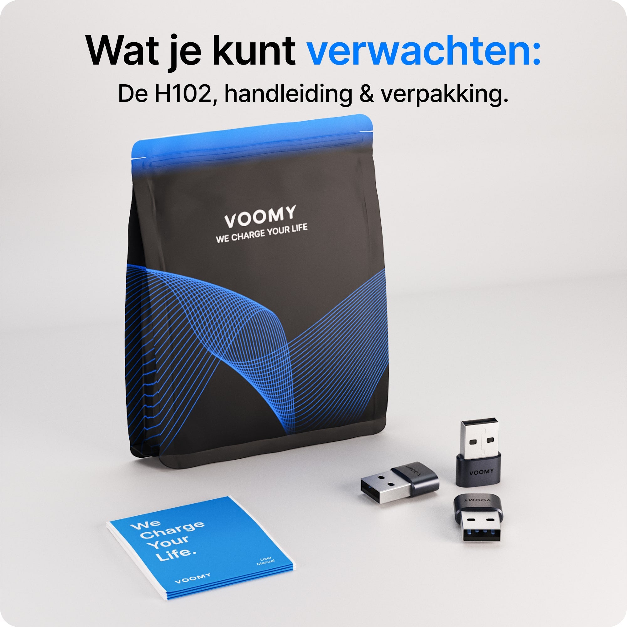 Voomy Connect H102 - USB-C naar USB-A Adapter – 4 stuks – Space Grey
