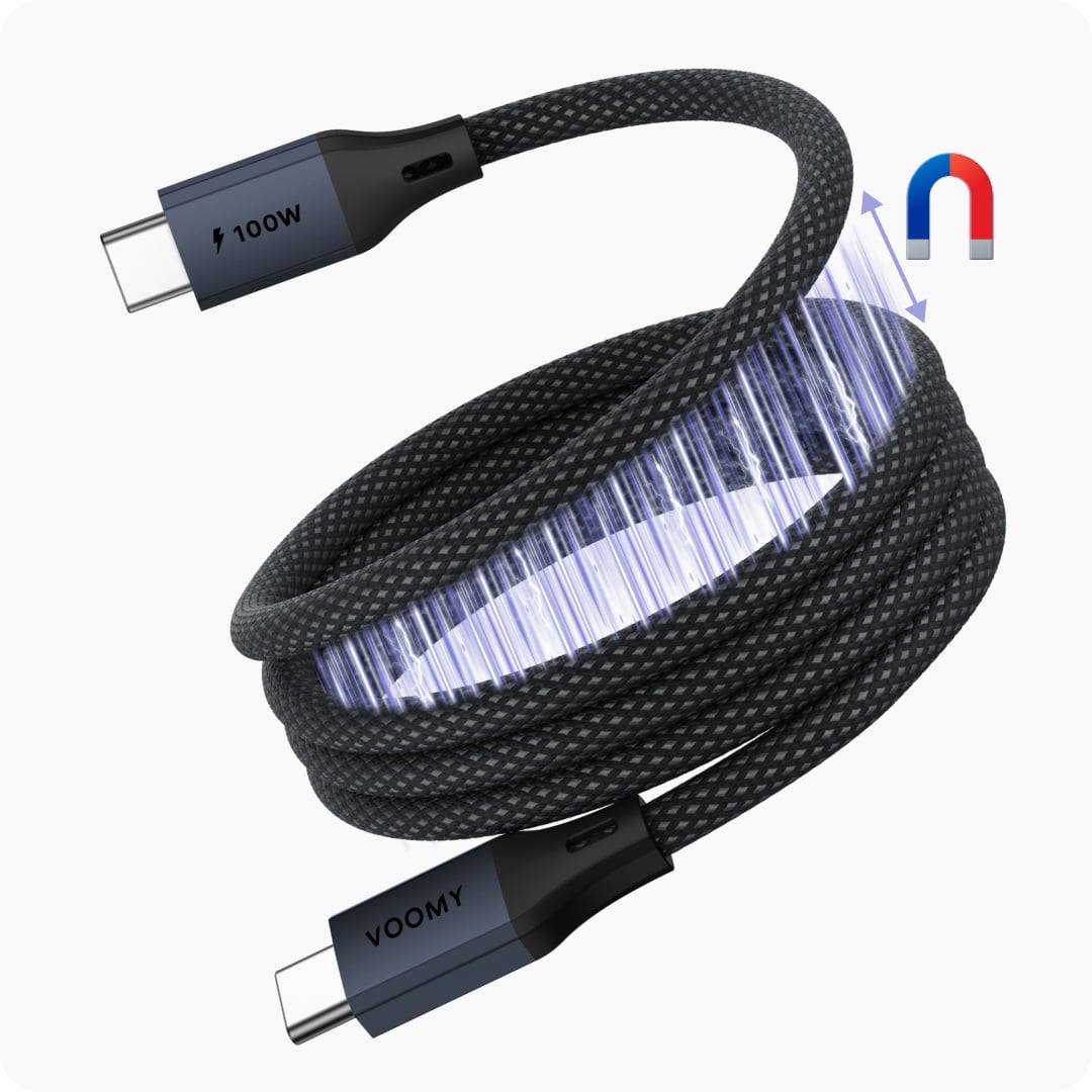 Voomy Connect C310 – 100W USB-C Kabel – Magnetisch – 1M – Space Grey