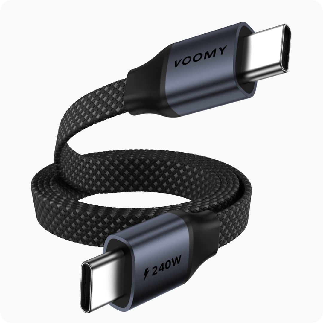 Voomy Connect C510 – 240W USB-C platte Kabel 2M – Space Grey - Voomy