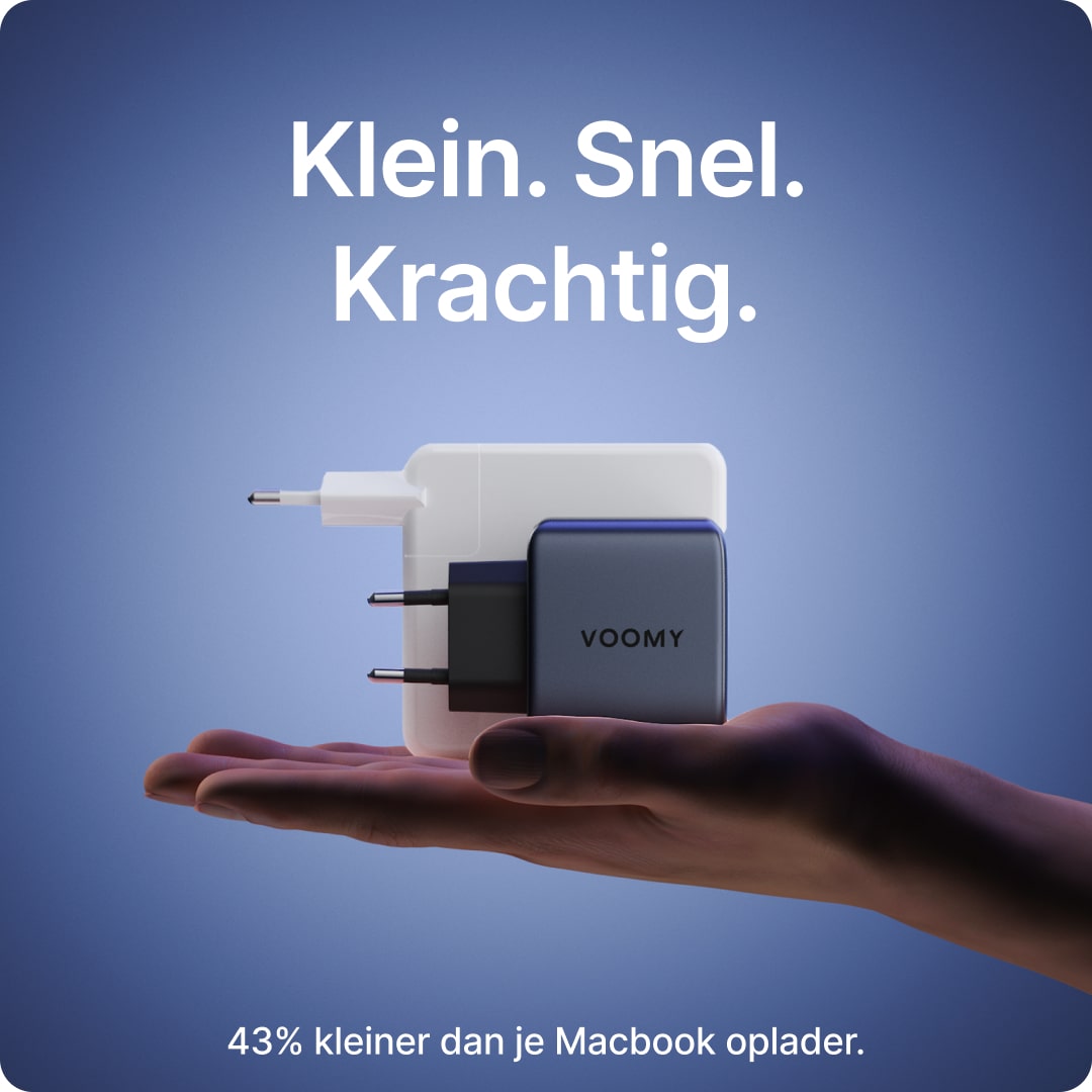 Voomy Charge M665 - 65W Snellader - 3-in-1 Oplader met 2 USB-C & 1 USB-A - Space Blue