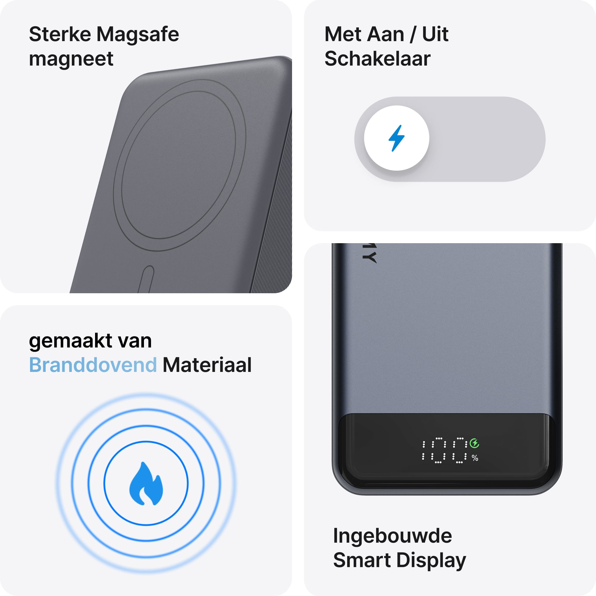 Voomy Charge P611 - MagSafe Powerbank - 10.000 mAh - 22.5W - Led Display