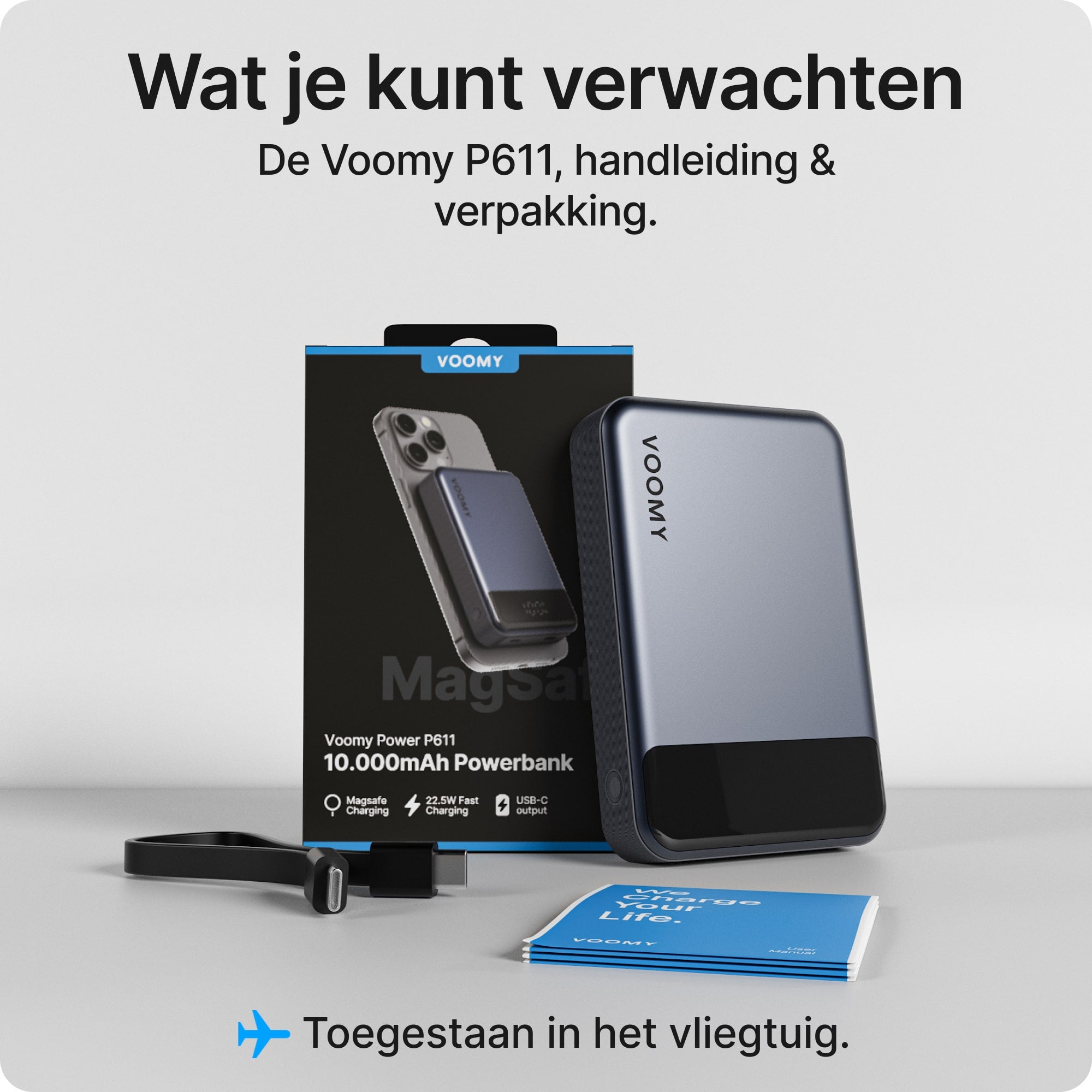 Voomy Charge P611 - MagSafe Powerbank - 10.000 mAh - 22.5W - Led Display