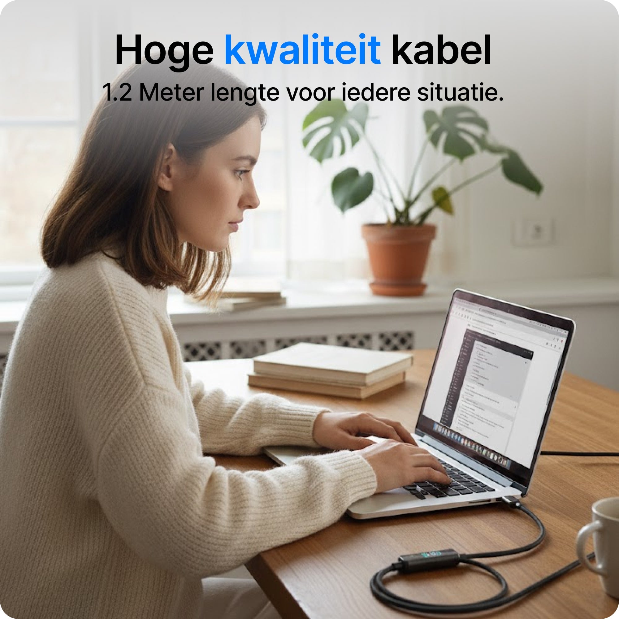 Voomy Connect C241 - 240W USB-C kabel met Digitale LED-Display - 240W snelladen - 480Mbps data overdracht - 1.2M - Zwart