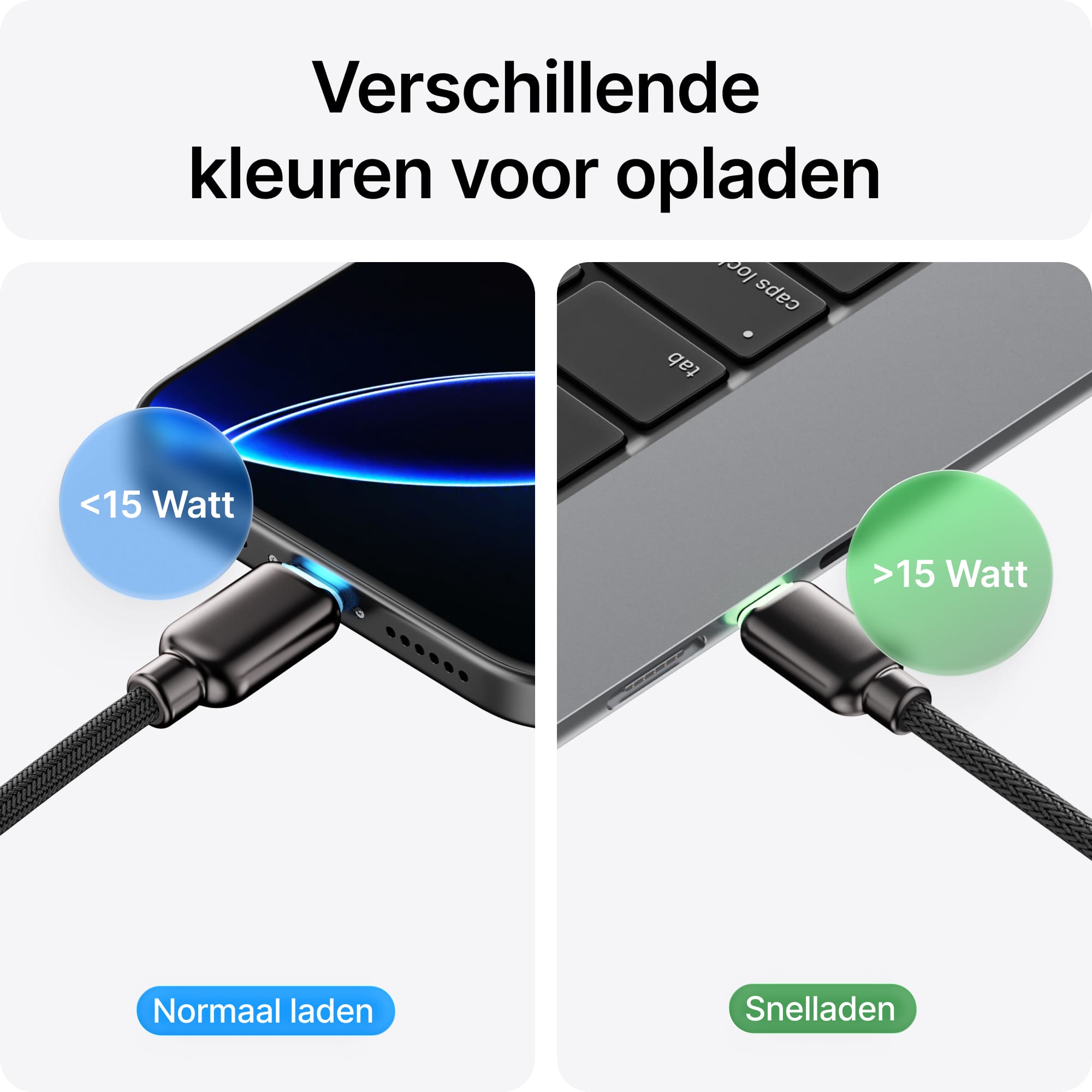 Voomy Connect C241 - 240W USB-C kabel met Digitale LED-Display - 240W snelladen - 480Mbps data overdracht - 1.2M - Zwart