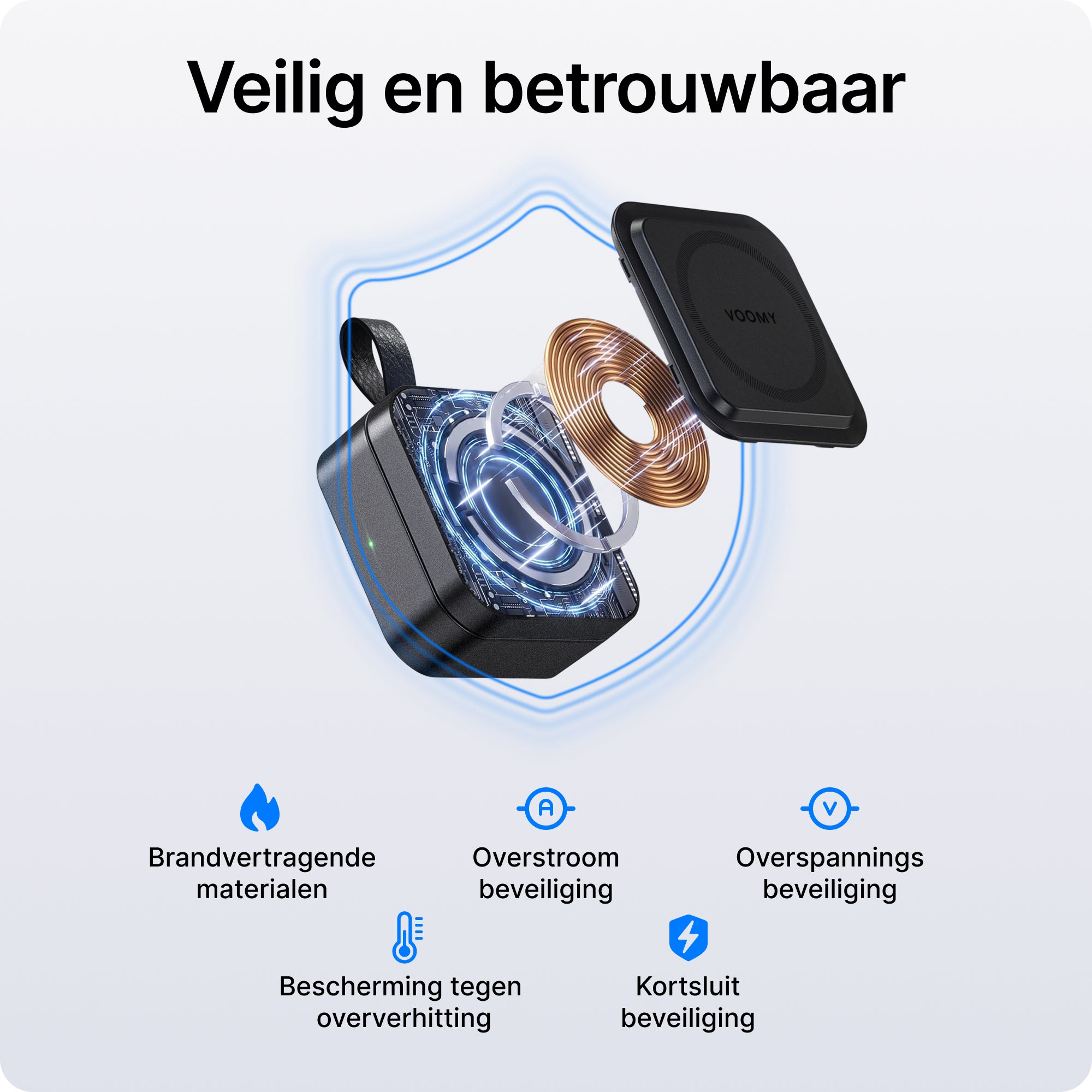 Voomy Wireless W4 – 3-in-1 Opvouwbare Draadloze Oplader met MagSafe - Zwart