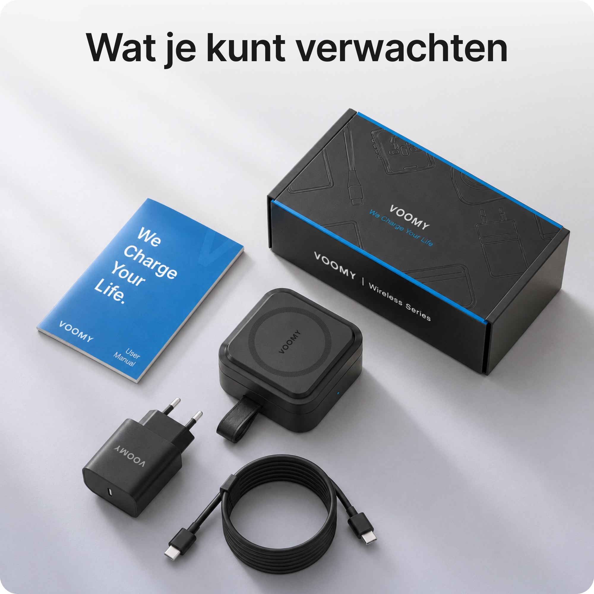 Voomy Wireless W4 – 3-in-1 Opvouwbare Draadloze Oplader met MagSafe - Zwart