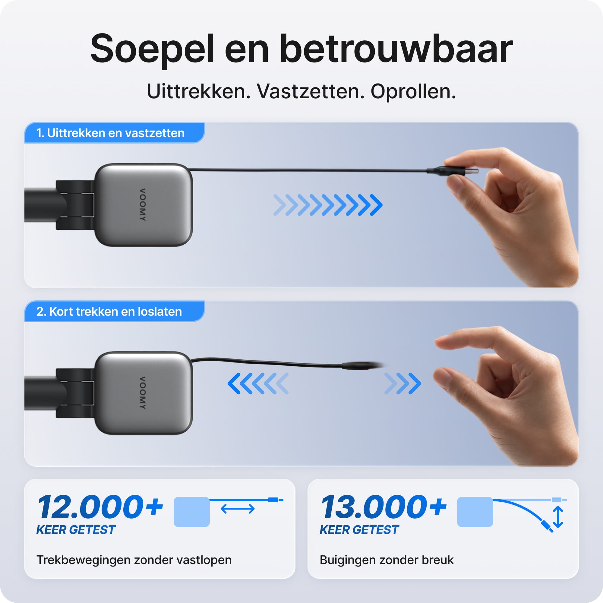 Voomy Charge A1 - 3-in-1 Autolader 72W - 1 ingebouwde USB-C kabel