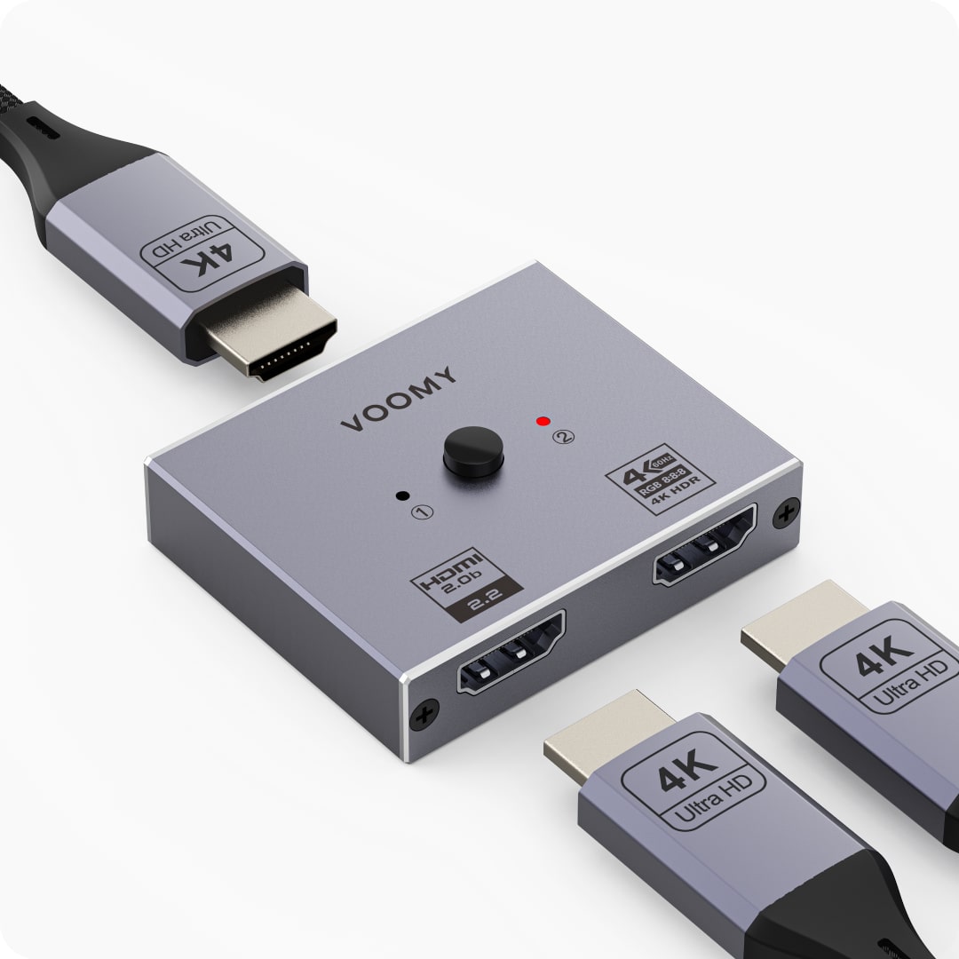 Voomy Connect H12 - HDMI Switch - 4K Ultra HD - 1 In 2 Uit / 2 In 1 Uit - HDMI Splitter