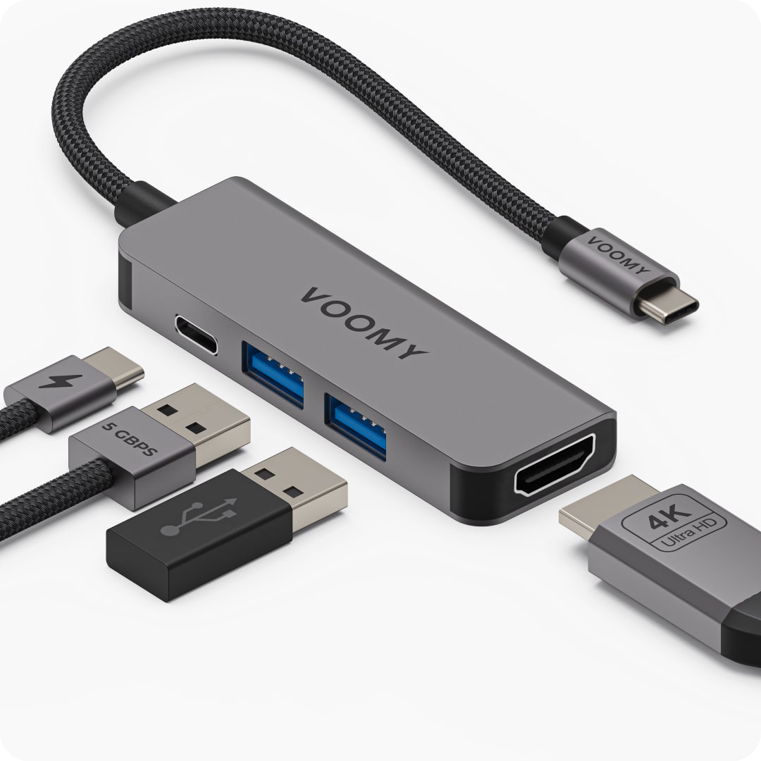 Voomy Connect H4 - 4 in 1 Hub - 4K HDMI - USB-C 100W