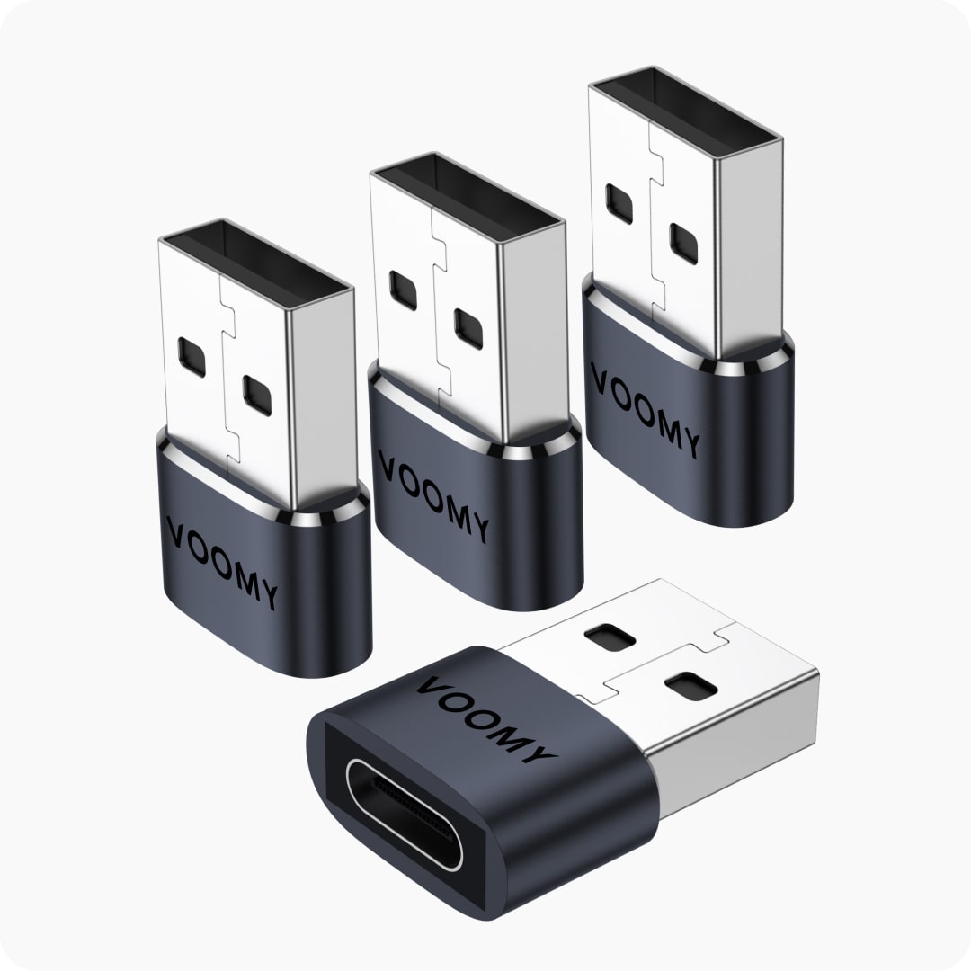Voomy Connect H102 - USB-C naar USB-A Adapter – 4 stuks – Space Grey