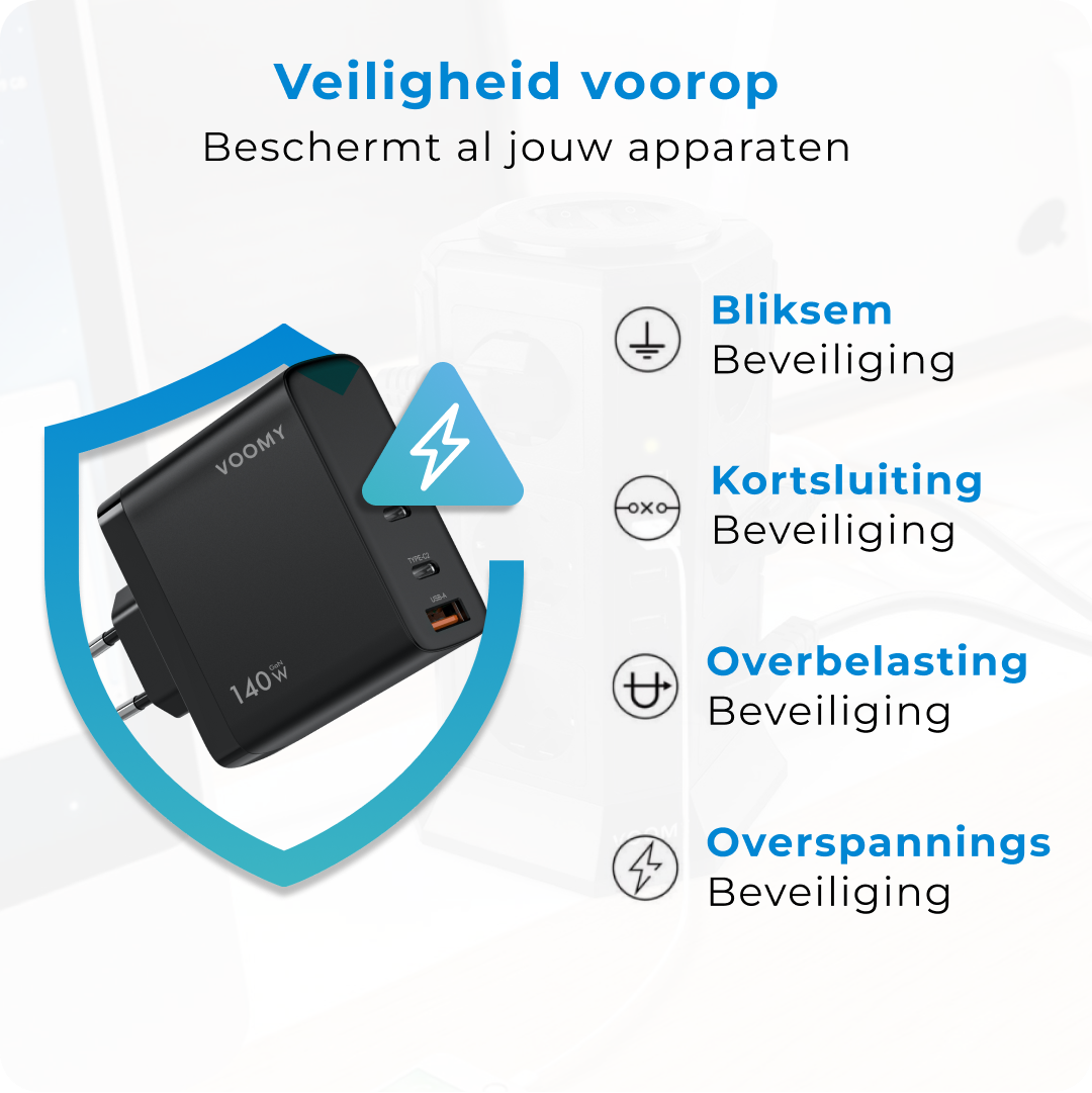 Snellader laptop Voomy Charge M30 veiligheid