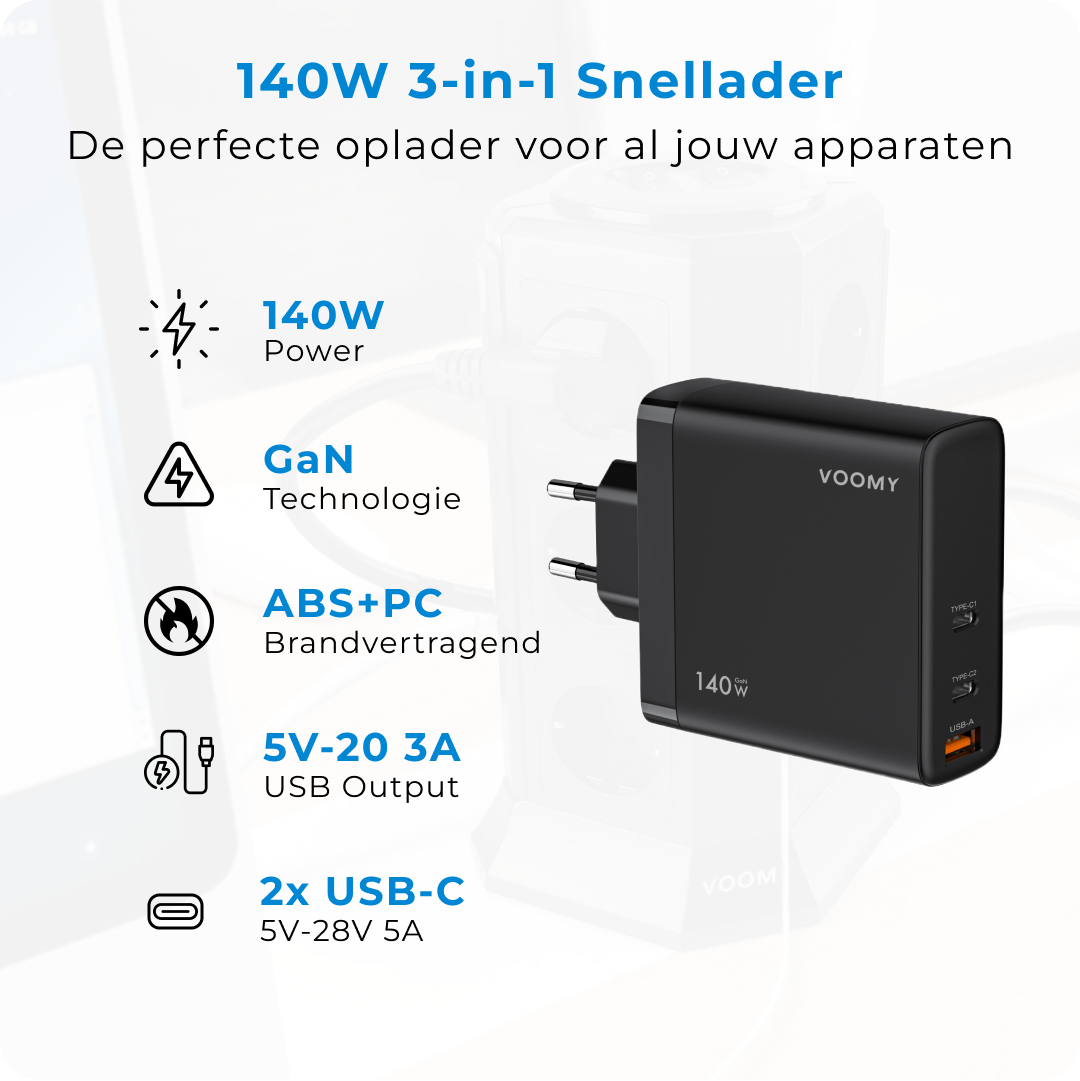 Snellader laptop Voomy Charge M30 specificaties