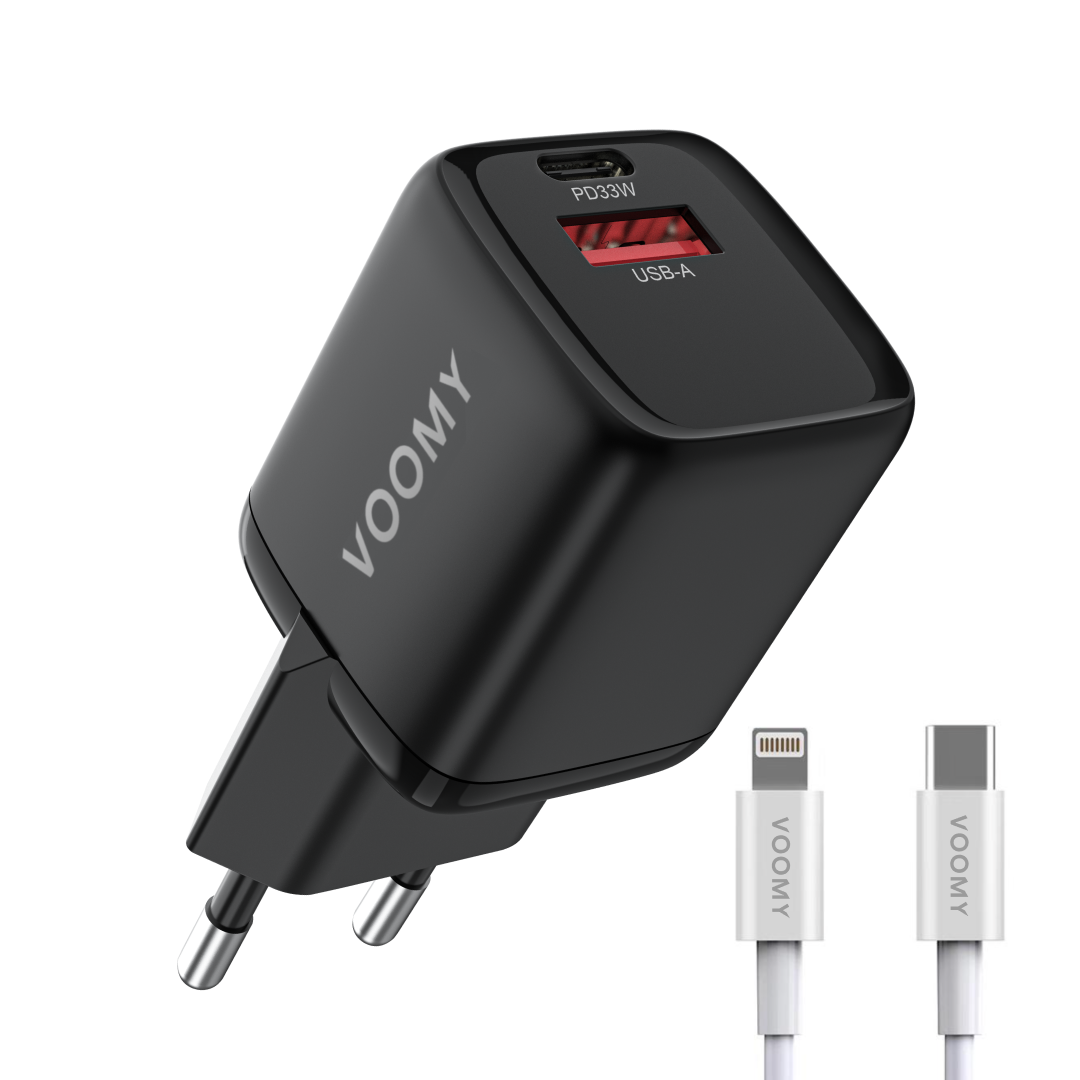 Snellader oplader met USB C Lightning Voomy